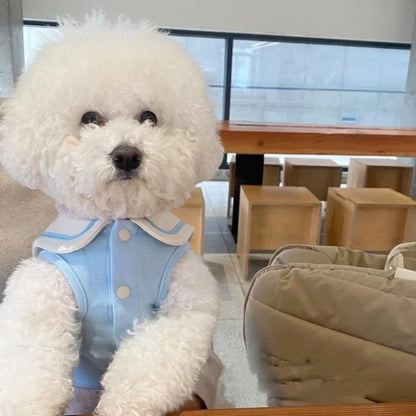 the SAILOR DOG - Sailor Collar Stripe Polo Shirt for Small and Medium Dogs, Puppy Clothes Sweatshirt, Cute Dog Vest T-Shirt