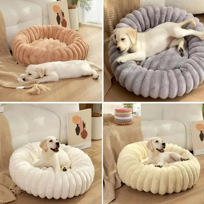 Winter Pet Kennel Round Rabbit Plush Padded Soft, Comfortable and Warm Fashion Solid Color Cat and Dog Mattress Pet Pad