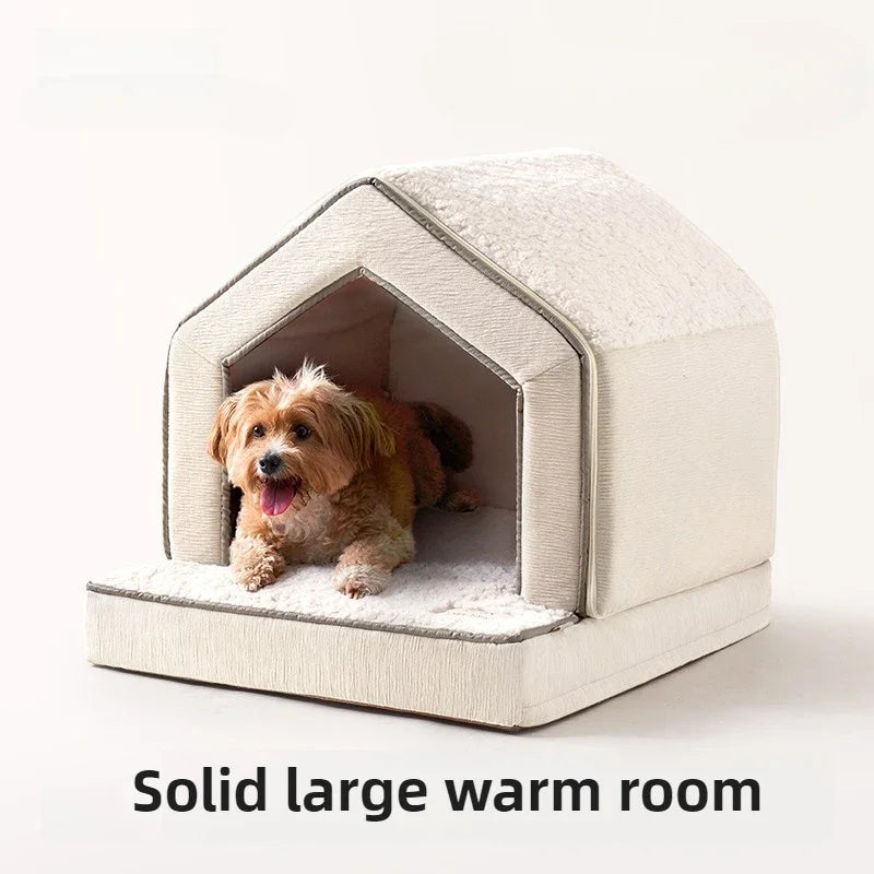 Sponge-Enclosed Small Dog House  Waterproof Winter Dog Bed  Removable Pet Warm House  Collapsible   Cat Sleeping Space