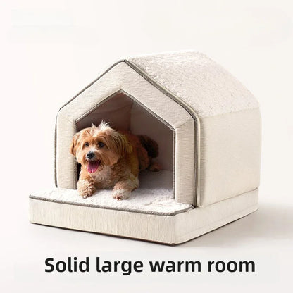 Sponge-Enclosed Small Dog House  Waterproof Winter Dog Bed  Removable Pet Warm House  Collapsible   Cat Sleeping Space