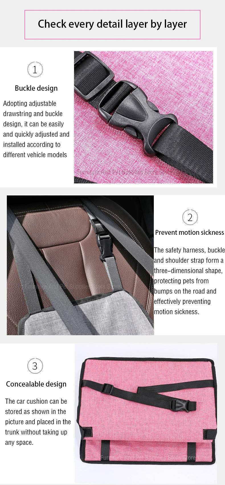 Dog car seat cover foldable hammock pet harness cat bag basket stable and foldable travel pet dog and cat safety car seat