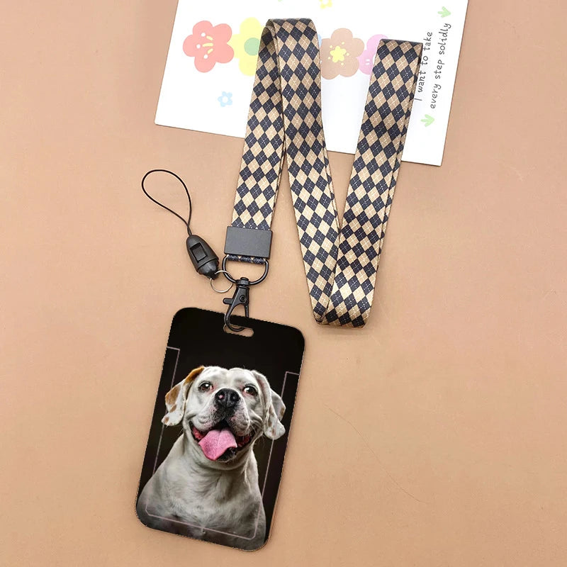 Cat and dog pattern Bank Credit ID Card Student Bus Card Holders Storage Protective Shell Pendant