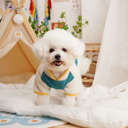 Pet Dog Four Legged Pants Dog Color Contrasting Jumpsuit Autumn and Winter Thick Lamb Fleece Four Leg Puppy Coat Bear Small Dog