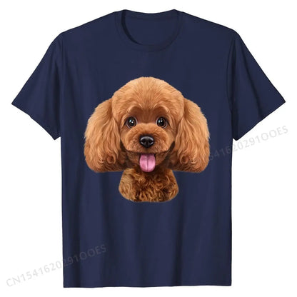 the POODLE FACE - Playful Toy Poodle Face, Funny Dog T-Shirt, Cotton Unique Tops & Tees