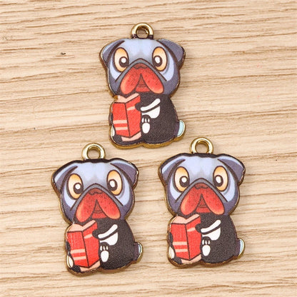 10pcs 15x22mm Cartoon Animal Charms Enamel Dog Charms for Jewelry Making Earrings Pendants Necklaces Bracelets DIY Crafts Supply