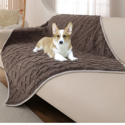 Solid Color Pet Blanket Cozy Pet Plush Blanket Thick Waterproof Bed Throw for Winter Machine Washable Sleeping Quilt for Dogs