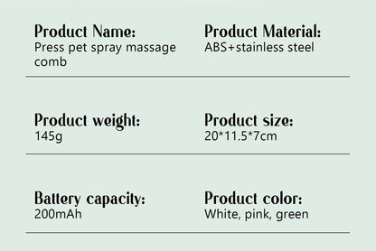 Dog Steam Comb Pet Massage Brush USB Charging Safe Round Head Soft Teeth Spray Hair Removal Comb Universal for Cats Dogs