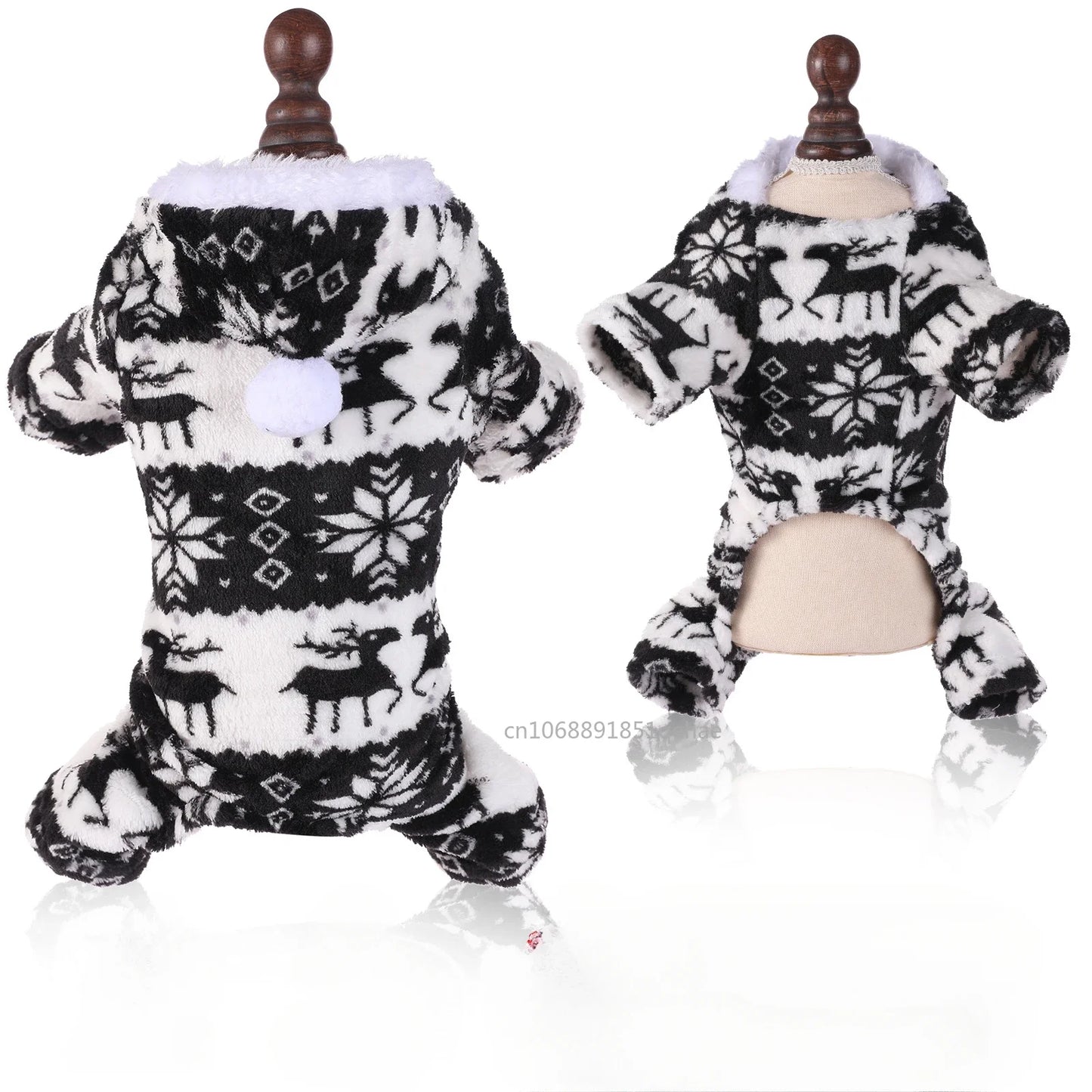 the JOLLY JAMMIES PET PAJAMAS - Winter Dog Christmas Jumpsuit, Clothes Warm Plush Pet Pajamas for Small/Medium Dogs/Cats, Overalls Puppy, Warm Dog Clothing