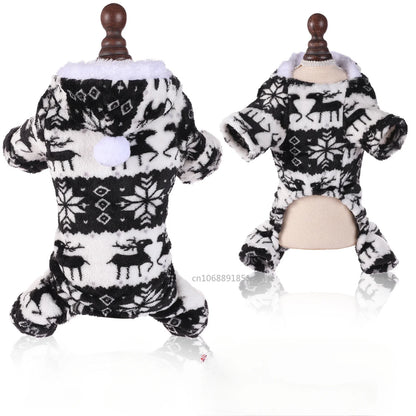 the JOLLY JAMMIES PET PAJAMAS - Winter Dog Christmas Jumpsuit, Clothes Warm Plush Pet Pajamas for Small/Medium Dogs/Cats, Overalls Puppy, Warm Dog Clothing