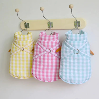 Warm Winter Pet Dog Clothes Plaid Parkas Dog Outdoor Coat Traction Pet Coat Vest Teddy Bear Small Dog Jackets Puppy Clothing