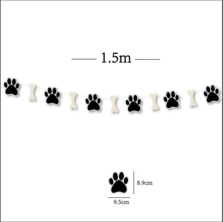 Dog Birthday Party Supplies Banner Flags Pet Dog Cupcake Toppers Dog Face Cake Toppers Puppy Theme Birthday Party Balloon Decor