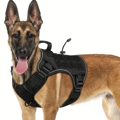 Adjustable No-Pull Tactical Dog Harness with Handle for Large Dogs - Reflective Military Vest for Labrador Retriever, Siberian H