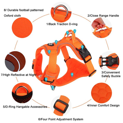 No Pull Dog Harness Pet Reflective Nylon Adjustable Medium Large Naughty Dog Vest Safety Vehicular Lead Walking Running