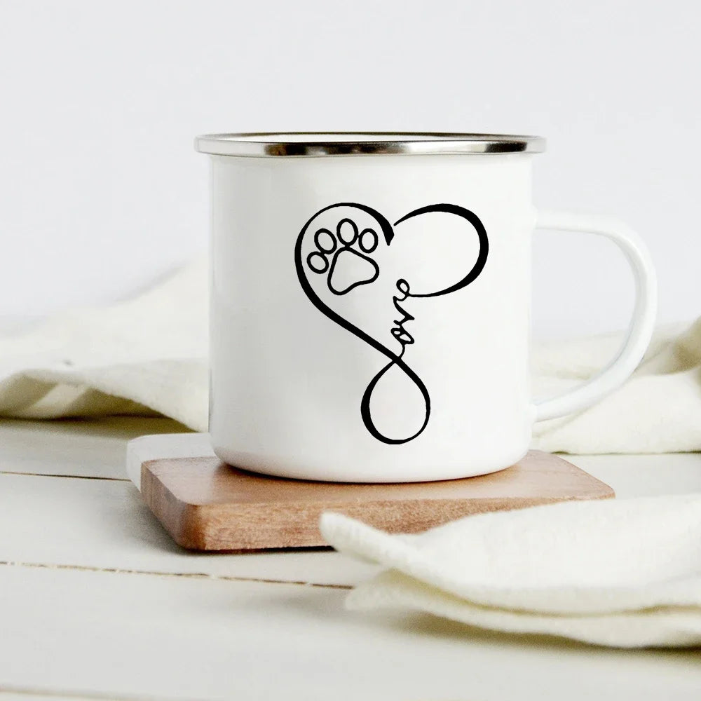 Funny Dachshund Print Creative Enamel Mug Coffee Wine Mugs Cartoon Dogs Paw Party Drink Beer Juice Milk Cups Gifts for Lover Dog