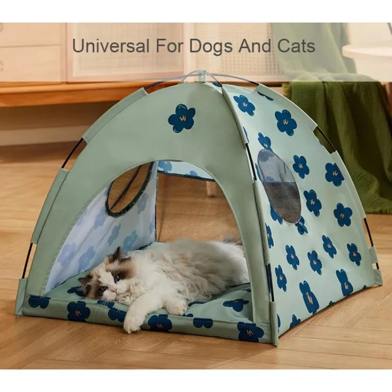 the PRETTY PET TENT - Foldable Outdoor Portable Easy Doghouse, Folding Pet Bed Cage, Pet Tent House