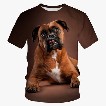 the ALPHA DOG CLUB - Summer Fashion Trend Novel Cute Dog 3D Printed Dog Pattern Trend Casual Comfortable Short Sleeved Top