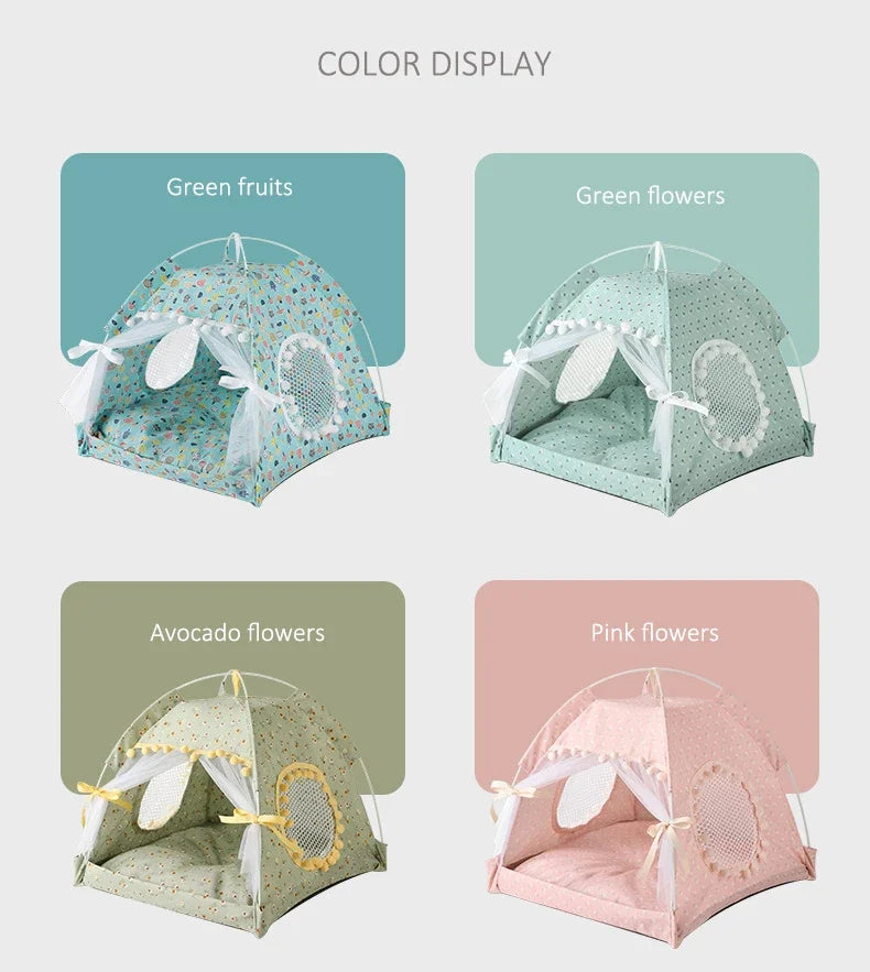 the PRINCESS PUPPY TENT - Pet Dog Tent House, Floral Print Enclosed Cat/Dog Tent Bed, Indoor Folding Portable Comfortable Kitten/Puppy Bed, Kennel for Small Pets