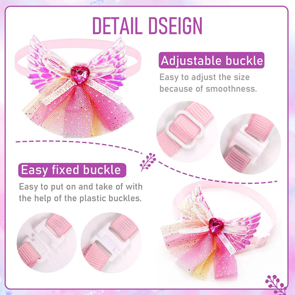 50/100PCS Lace Diamond Dog Bow Tie Small Dog Cat Puppy Bowties Wedding Dog Supplies Dog Grooming Accessories For Small Dogs