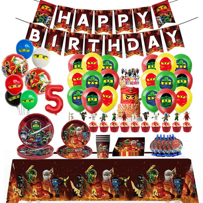 New Cartoon Ninjas Theme Birthday Party Decoration Plates Cups Disposable Tableware Banner Balloon For Kid Event Supplies