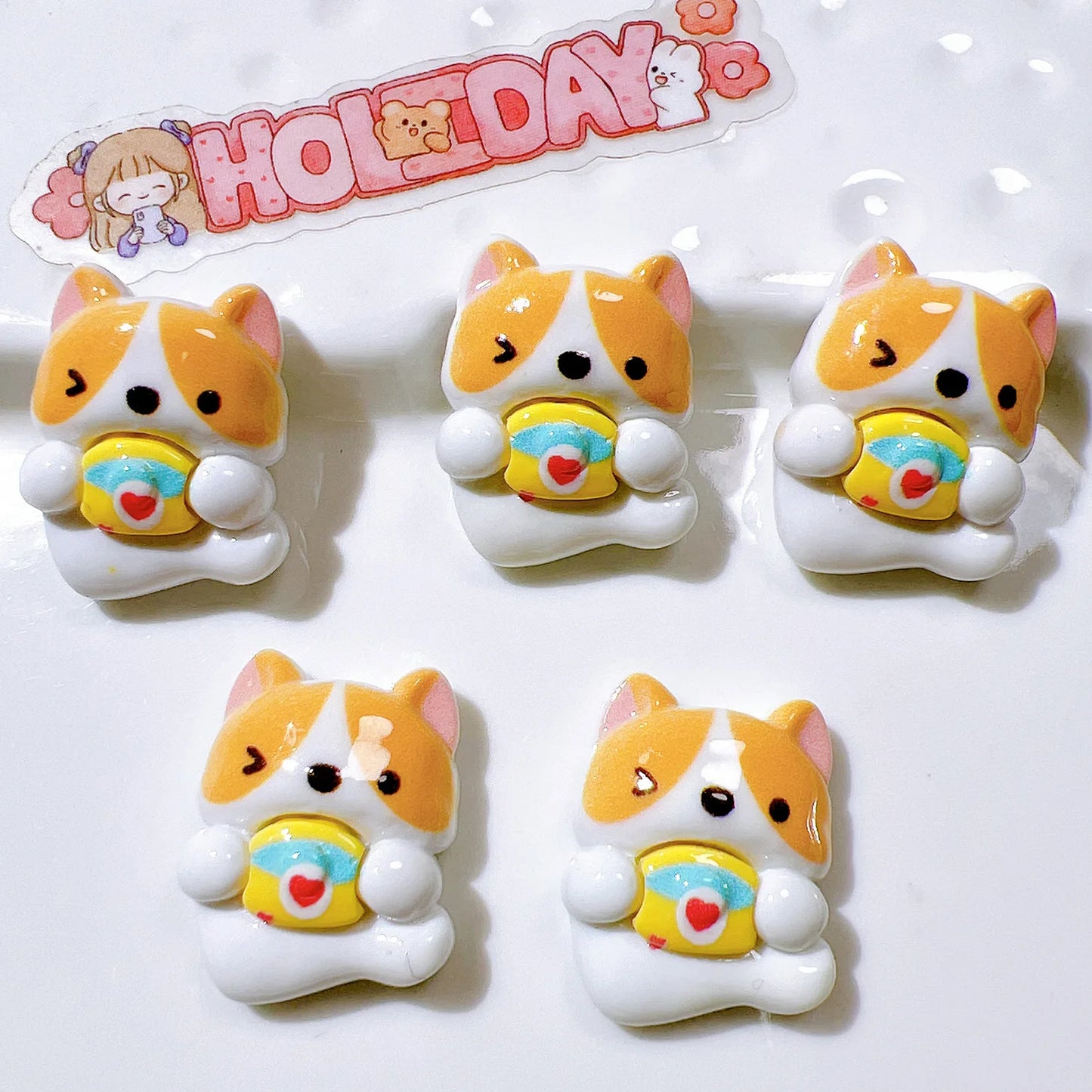 5pcs Cute Cartoon Corgi Magnetic Refrigerator Stickers - Dog Shape, Perfect for Blackboards & Message Boards Playful Design