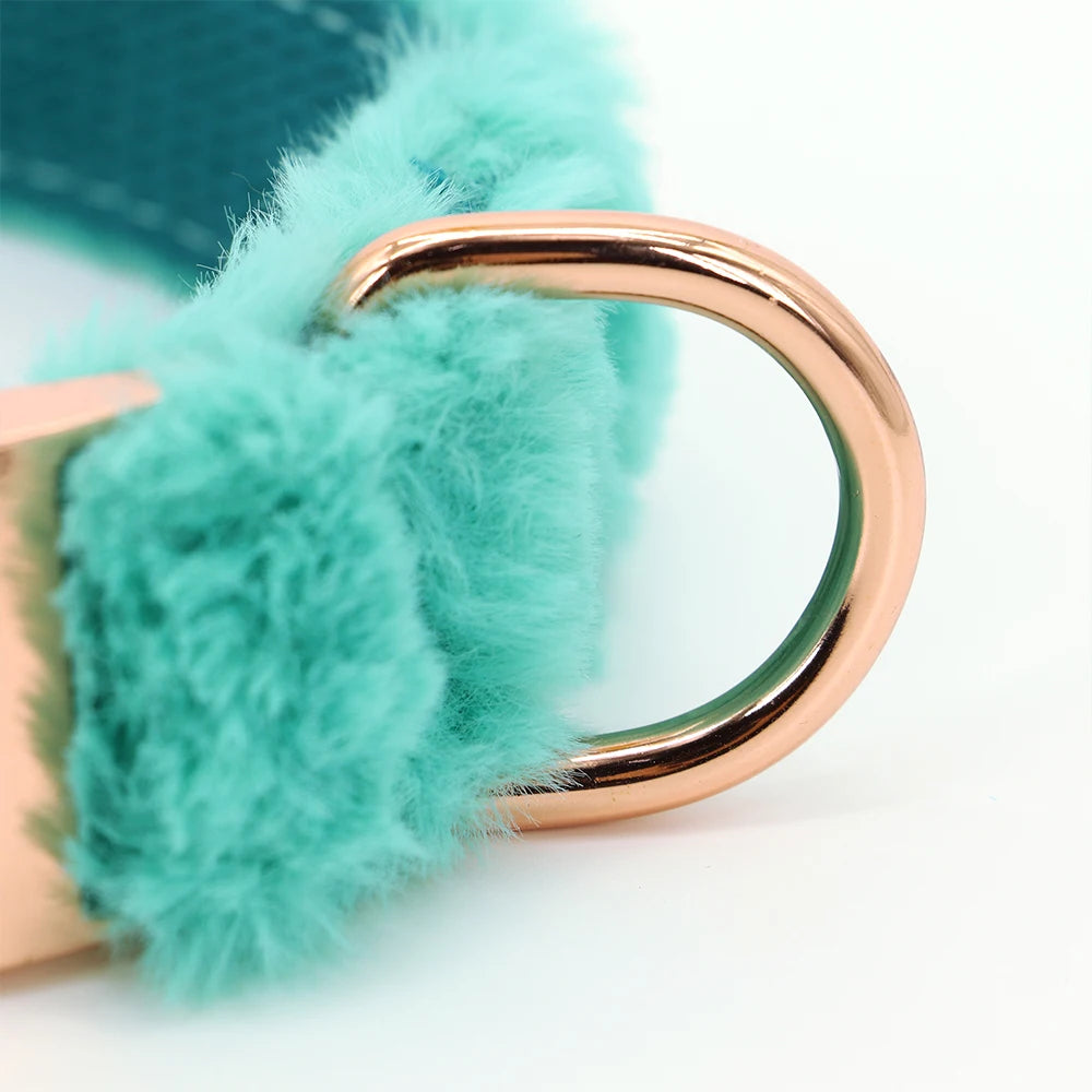 the COZY CREST PERSONALIZED COLLAR - Custom Dog Collar, Soft Velvet Dog Collars, Winter Personalized Pet ID Tag Plush Necklace for Small to Large Dogs, Pug, Free Engraving