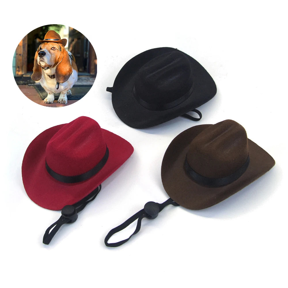 the WRANGLER DOG - Pet Hat, Dog/Cat Western Cowboy Hat, Retro Photo Prop for Dogs and Cats, Funny Doll Decoration, Pet Triangle Scarf, Pet Accessories