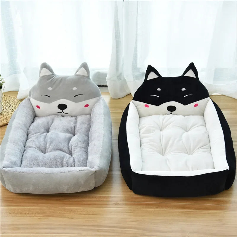 Cute Cartoon Pet Beds for Small Medium Dogs Winter Warm Puppy Cat Sofa Bed Washable Chihuahua Bulldog Kennel Mascotas Supplies