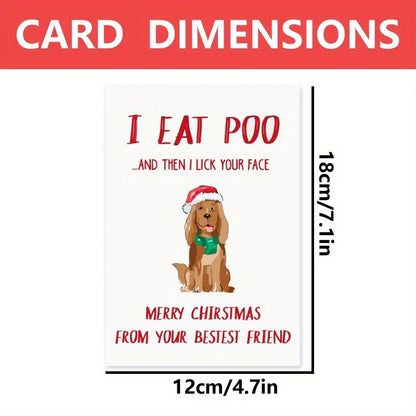 1pc, Christmas Card, Funny Christmas dog Card, Creative pattern card, the best gift for best friends and family