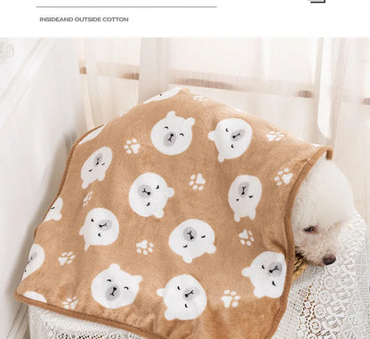 Soft Fluffy Pet Blanket Winter Warm Dog Blanket Cute Pet Bed Sheet Warm and Comfortable Cat and Dog Cushion Blanket Pet Supplies