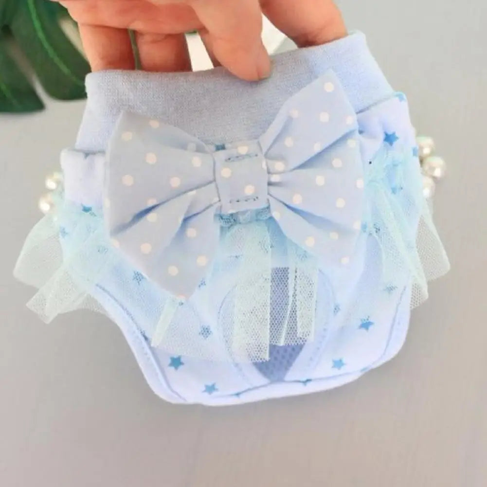Dog Menstrual Pants Comfortable Anti-harassment Pet Sanitary Pants Breathable Cotton Puppy Bowknot Diaper Clothing Pet Supplies