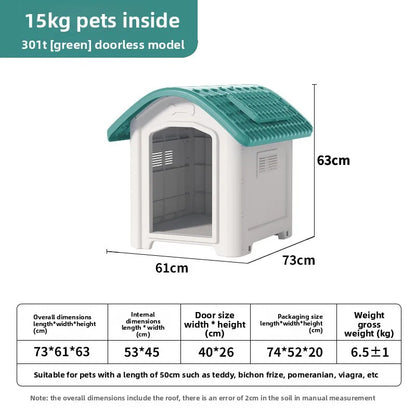 the IN THE DOGHOUSE - Large Waterproof Outdoor Doghouse - Detachable & Washable Dog Cage for Medium/Large Breeds, All-Weather Shelter