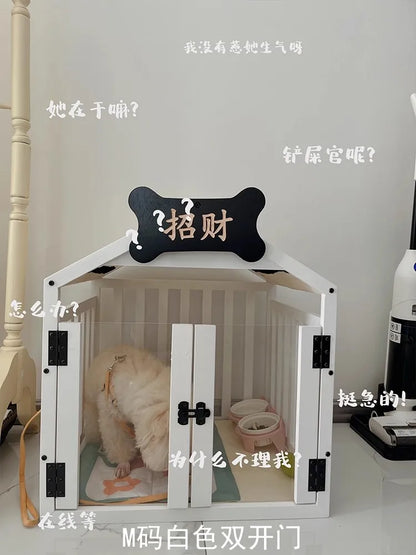 the MILKBONE HOUSE - Indoor Solid Wood Creativity Design Special Use Pet Doghouse, Detachable Washable Advanced Light Luxury Large Dogs Big Villa