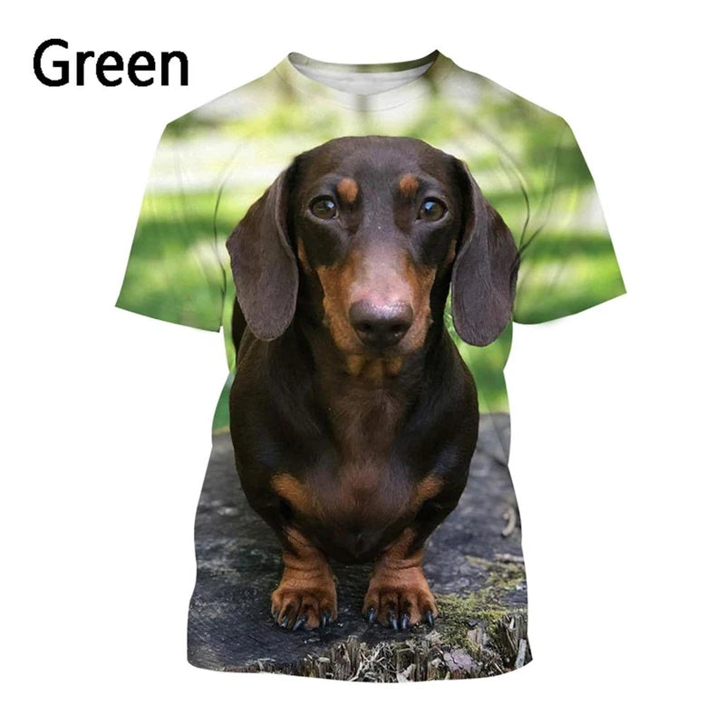 the DACHSHUNDS - Dachshund 3D Printed T-Shirt, Men/Women Summer Funny Dog Graphic T-Shirts, Casual Harajuku Style Kids O-Neck Tee Tops Clothing