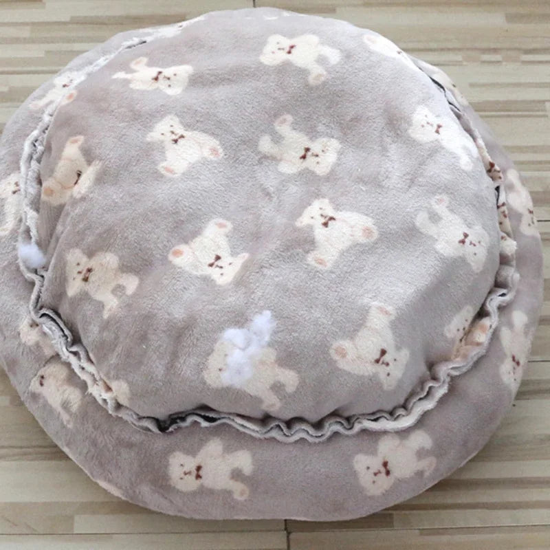 Pet Sofa Bed Dog Cat Nest Donut Washable Round Plush Nest Soft Comfortable Cushion Mat Winter Warm Puppy Kitten Calming Beds
