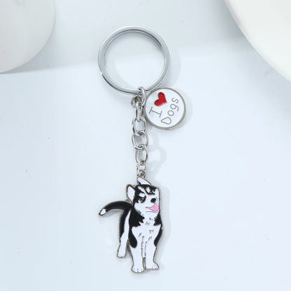 Pet dog car keychain pendant creative metal accessories key ring holiday gifts