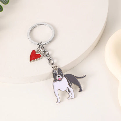 Metal Cute Dachshund Bulldog Dog keychains car key ring pet dogs heart Tag key men gift Metal Pendant best friend gifts
