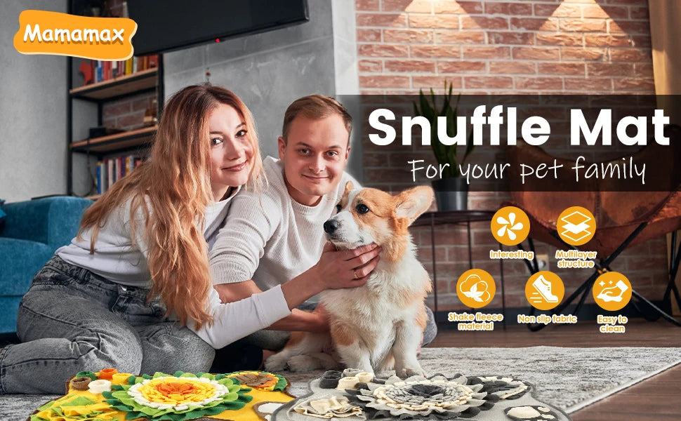 Pet Snuffle Mat Anti Slip Dogs Sniff Pad Soft Polyester Interactive Dog Treat Dispenser Mat for Pet Smell Training & Slow Feeder