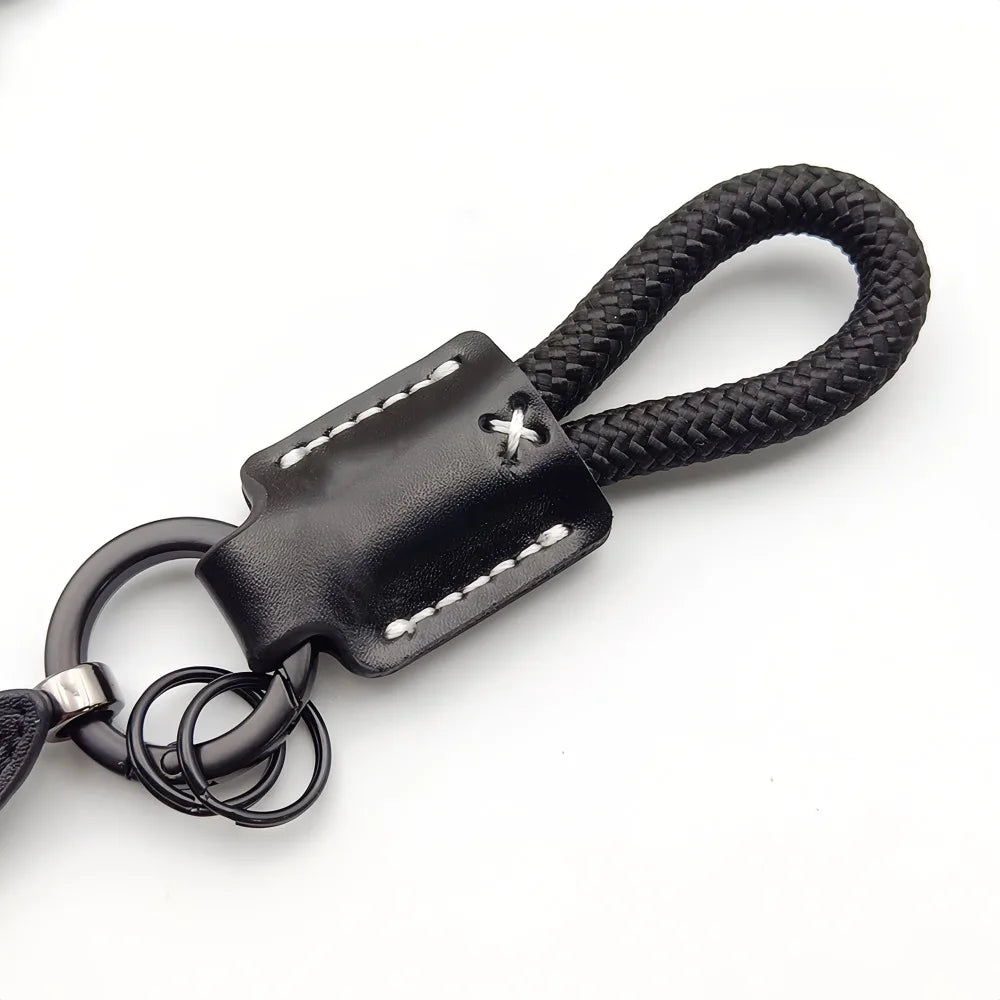 Handmade leather lanyard keychain creative method fighting dog puppies custom text logo bag pendant high-end car keyring gift