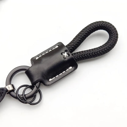 Handmade leather lanyard keychain creative method fighting dog puppies custom text logo bag pendant high-end car keyring gift