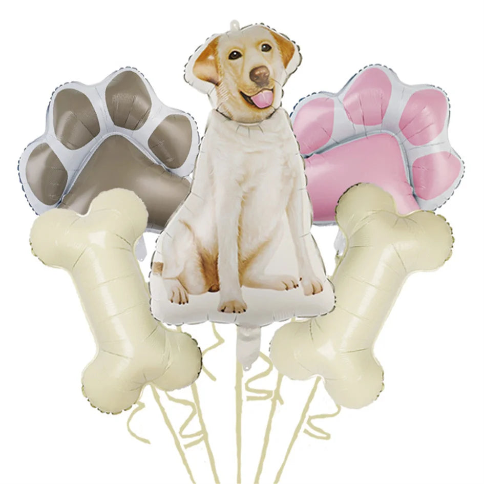 Large Dog Party Balloons Decorations Banner Pet Festivals Party Supplies Paw Bone Foil Balloons Pets Birthday Decorations