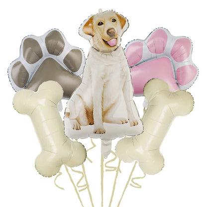 Large Dog Party Balloons Decorations Banner Pet Festivals Party Supplies Paw Bone Foil Balloons Pets Birthday Decorations