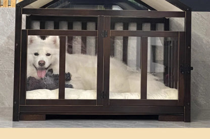 the DOG BONE DOGHOUSE - Solid Wood Doghouse, Large Space Double Doors Indoor Breathable Small Dog Washable Cat's Nest Doghouse, Waterproof Pet Bed