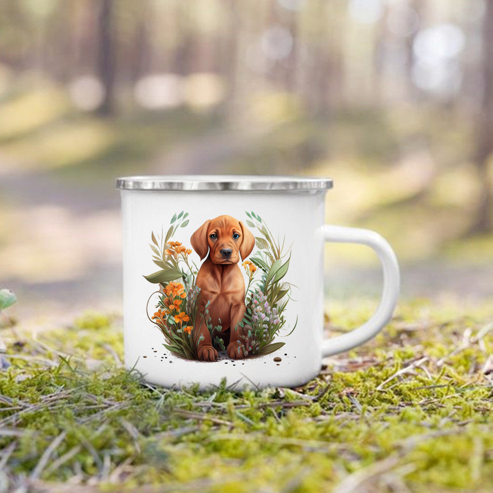 Dachshund Bulldog Border Colliegolden Retriever Printed Enamel Mug Creative Coffee Cup Camping Handle Mug Gifts for Dog Lovers