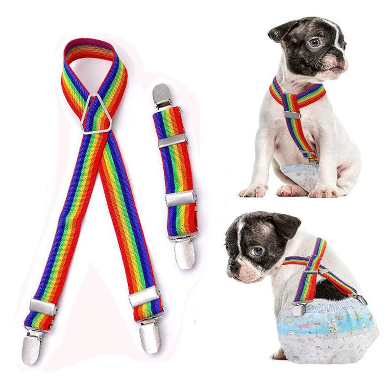 the PAWSECURE DIAPER & BELLY BAND SUSPENDERS - Dog Diaper Suspenders Adjustable Harness Doggie Diapers Suspenders Female Belly Bands for All Dogs Pet Pant Skirt Clothes Keeper