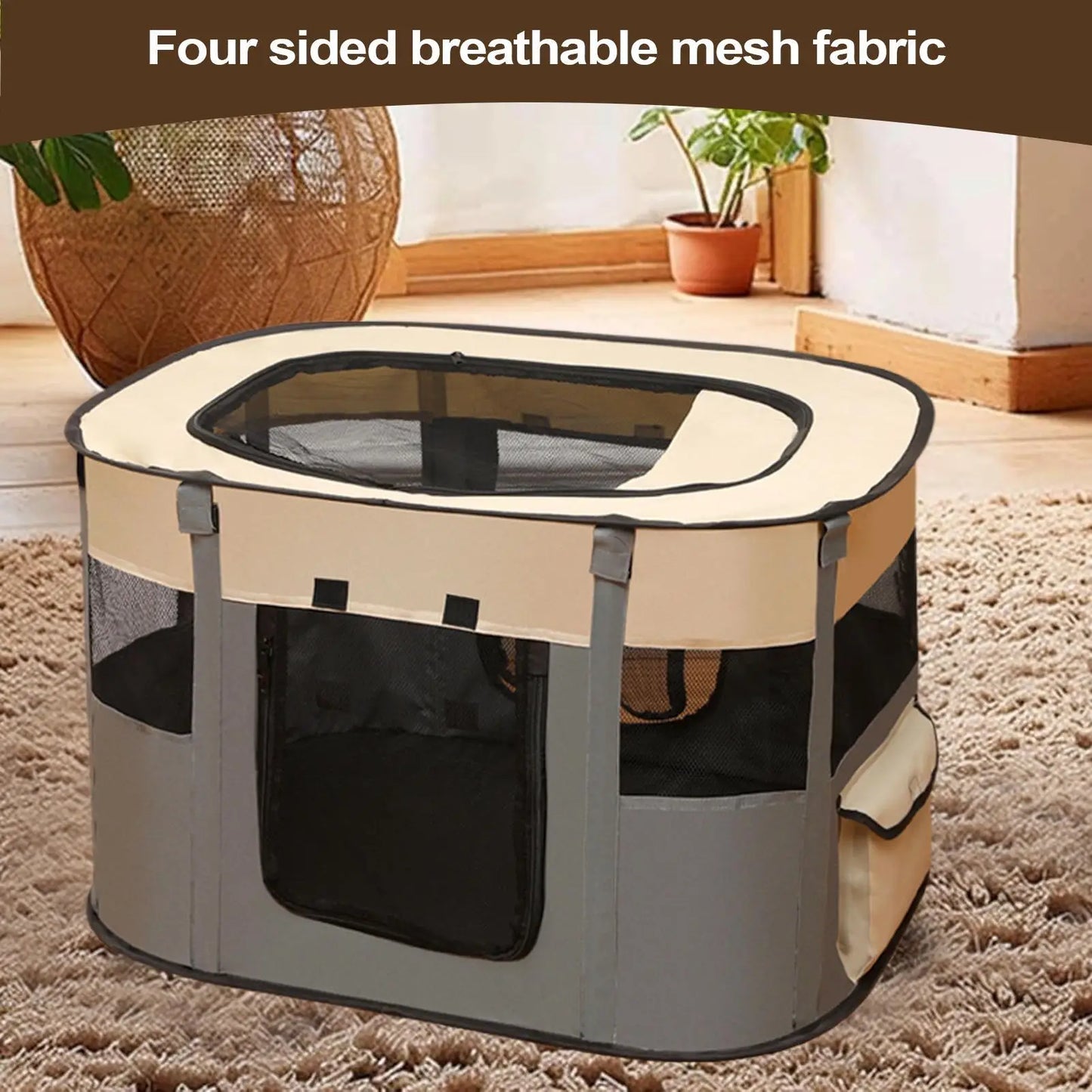 the MESH CARRIER - Pet Fence Dog Enclosure, Foldable Puppy Playpen, Portable Pet Tent, Large Enclosure Summer Pet Tent for Outdoor/Indoor