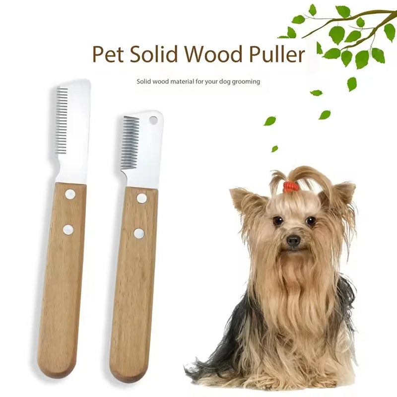 Professional Grooming Dog Comb Stainless Steel Wooden Handle Stripping Knife Pet Hair Remover Pluck Excess Undercoat accessories