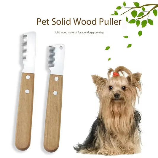 Professional Grooming Dog Comb Stainless Steel Wooden Handle Stripping Knife Pet Hair Remover Pluck Excess Undercoat accessories