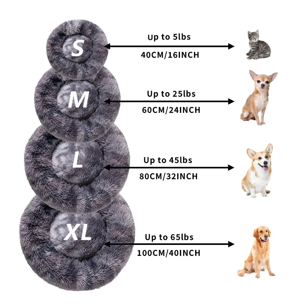 Calming Dog Bed for Small Dogs - Donut Washable Small Pet Bed, Anti-Slip Round Fluffy Plush Faux Fur Large Cat Bed