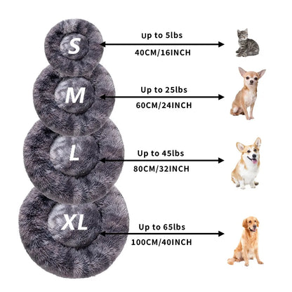 Calming Dog Bed for Small Dogs - Donut Washable Small Pet Bed, Anti-Slip Round Fluffy Plush Faux Fur Large Cat Bed