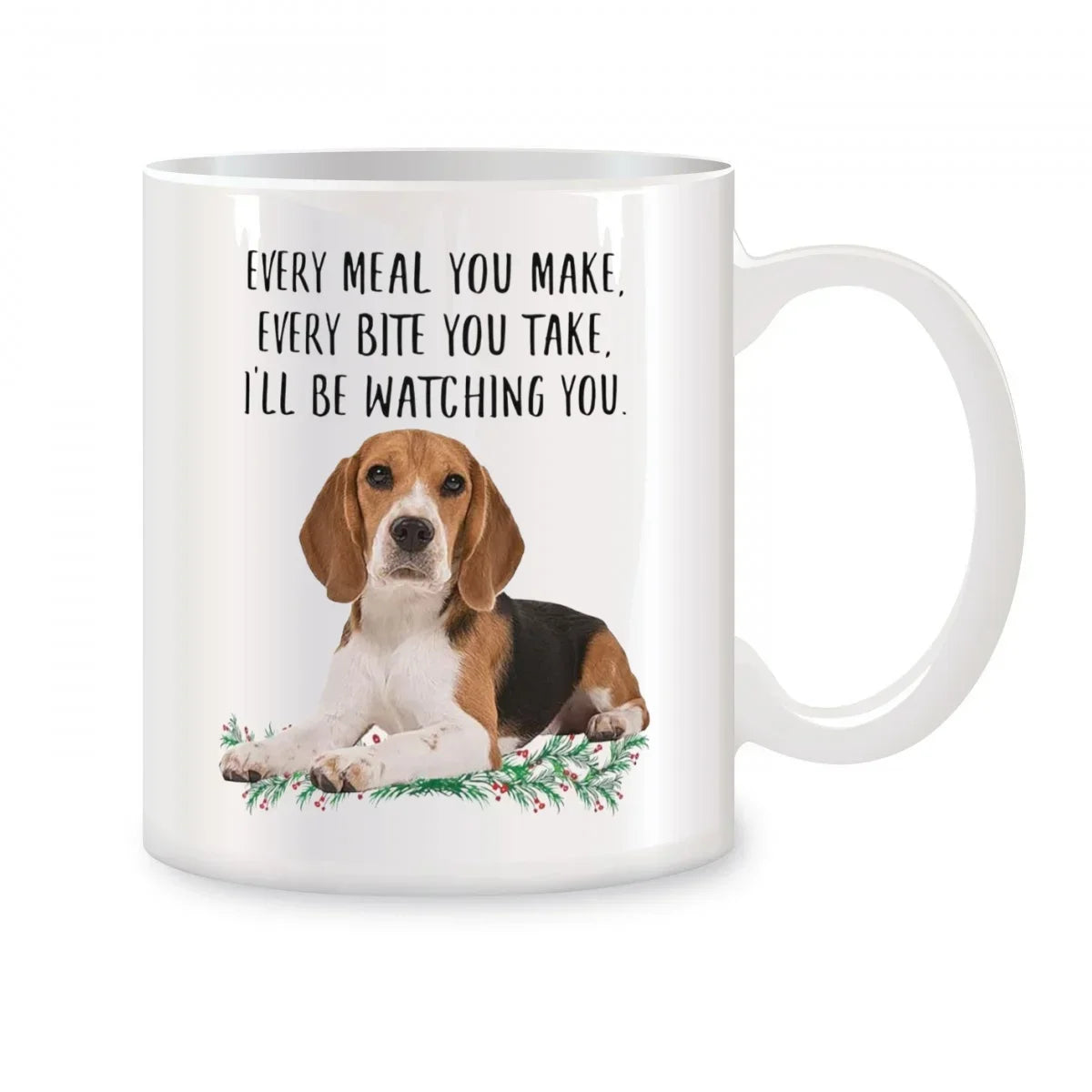 Beagle Ceramic Mug, Coffee Mug, Birthday and Christmas Gifts, White, 11 oz